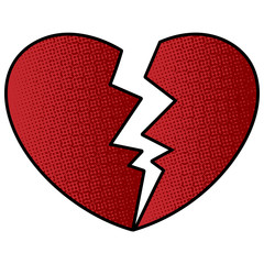 Poster - broken heart vector design. digital hand drawn. comic style