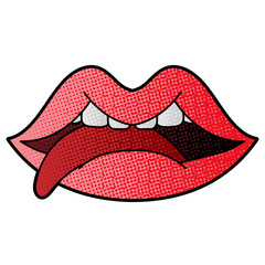 Poster - tongue blows vector design. digital hand drawn. comic style