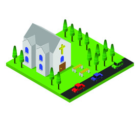 Sticker - isometric church