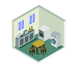 Canvas Print - isometric kitchen room