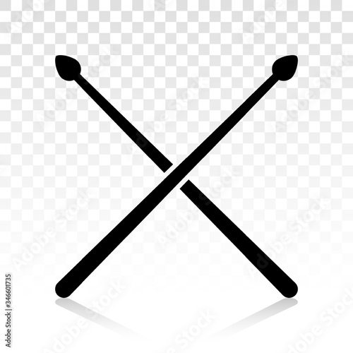 Cuadros en Lienzo Drumsticks or drum stick flat icon for snare drum percussion with transparent ba