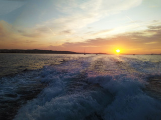 Wall Mural - romantic sunset on the coast of the mediterranean sea in ibiza