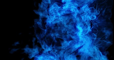 Poster - 4k abstract motion background of blue flames, burning heat, dancing fire forming in wave flow seamle