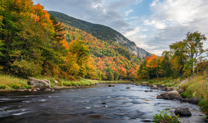 Wall Mural - Autumn view of Ausable River and Whiteface Mountain area near Lake Placid - Adirondack New York