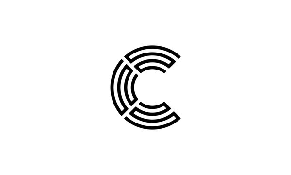 initial C with line style logo design concept
