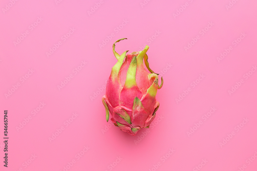 Tasty dragon fruit on color background
