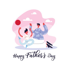 Sticker - man and son, card of the happy father day