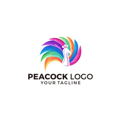 Canvas Print - Peacock Logo Design Vector Illustration