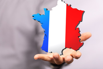 3d Digital France map country illustration