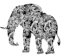Asian Elephants Print Embroidery Graphic Design Vector Art