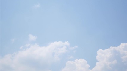 Wall Mural - 4k time lapse video blue sky with fluffy white clouds moving during the day time