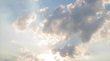 Wall Mural - 4k time lapse video sky with moving fluffy clouds and sunset in the evening