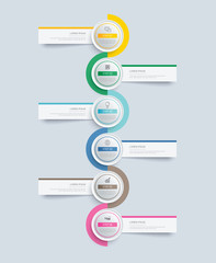 Wall Mural - 6 circle step infographic with abstract timeline template. Presentation step business modern background.