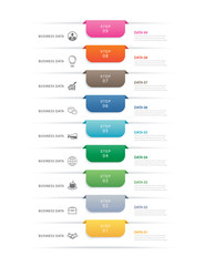 Canvas Print - 9 data step infographics timeline tab paper index template. vector illustration abstract background.