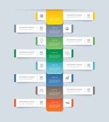 Wall Mural - 8 data step infographics timeline tab paper index template. vector illustration abstract background.