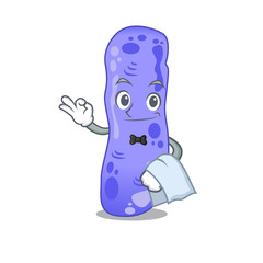 Poster - A cartoon character of legionella waiter working in the restaurant