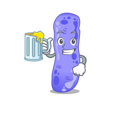 Poster - A cartoon concept of legionella rise up a glass of beer