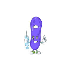 Poster - Friendly Nurse escherichia coli mascot design style using syringe