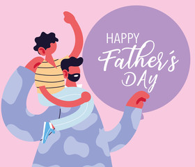 Poster - man and son, card of the happy father day