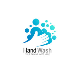 Wall Mural - Hand wash logo, Washing hands with soap to prevent virus and bacterial