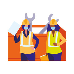 Sticker - women working with tools and mask