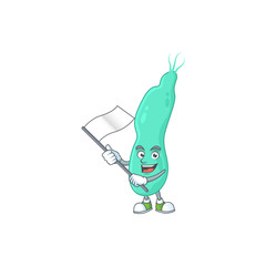 Sticker - Cute cartoon character of helicobacter pylory holding white flag