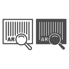 Poster - Barcode and magnifier line and solid icon, logistic and delivery symbol, identification barcode sticker with magnifying glass vector sign on white background, Bar code search icon in outline. Vector.