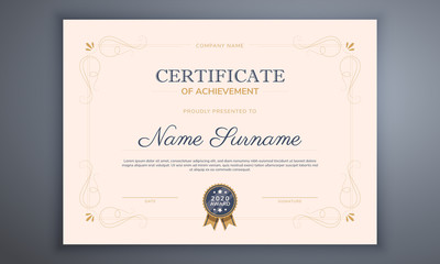 Awesome Classic elegant certificate of achievement template