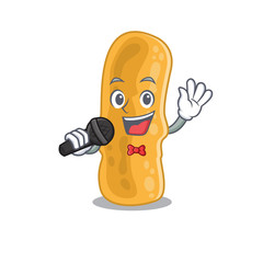 Sticker - Talented singer of shigella flexneri cartoon character holding a microphone