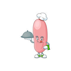 Wall Mural - A legionella pneunophilla chef cartoon design with hat and tray