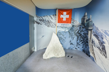 The Top Of Jungfraujoch Mountain In Switzerland. Jungfraujoch Is A Saddle In The Bernese Alps That Connecting The Two Four Thousander Peaks Jungfrau And Mönch