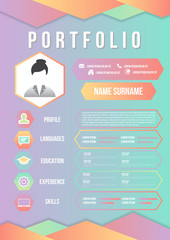 Wall Mural - portfolio resume infographics profile present template modern design with icons user interface kit f