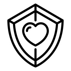 Poster - heart protection icon. outline heart protection vector icon for web design isolated on white backgro