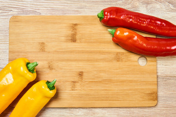 Wall Mural - still life with pods of sweet pepper, yellow and red