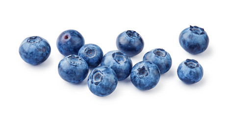 Poster - Fresh blueberries isolated on white background.