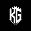 kg logo monogram with emblem shape combination tringle on top design template