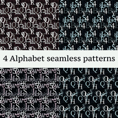 Fototapete - Set of vector seamless patterns. Latin alphabet, numbers, math symbols.