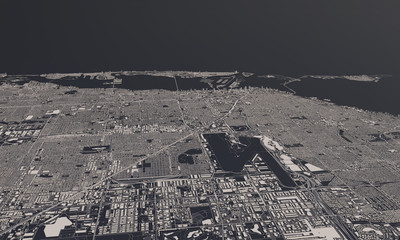 Miami, Florida, USA city map 3D Rendering. Aerial satellite view