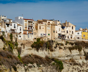 Poster - Residential buildings on the edge of high rock in Sorbas, Spain.