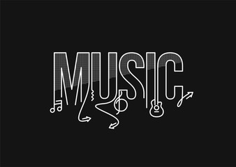 Canvas Print - Music Calligraphic line art Text shopping poster vector illustration Design.