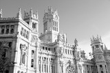 Fototapeta Big Ben - Madrid - Cibeles. Black and white vintage style.