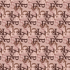 Fototapete - Set of vector seamless patterns. Latin alphabet, numbers, math symbols.