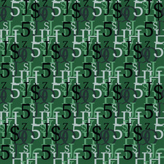 Fototapete - Set of vector seamless patterns. Latin alphabet, numbers, math symbols.