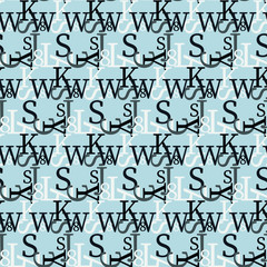 Fototapete - Set of vector seamless patterns. Latin alphabet, numbers, math symbols.