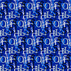 Fototapete - Set of vector seamless patterns. Latin alphabet, numbers, math symbols.
