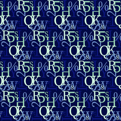 Fototapete - Set of vector seamless patterns. Latin alphabet, numbers, math symbols.