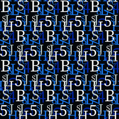 Fototapete - Set of vector seamless patterns. Latin alphabet, numbers, math symbols.