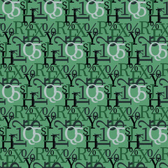 Fototapete - Set of vector seamless patterns. Latin alphabet, numbers, math symbols.