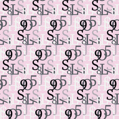 Fototapete - Set of vector seamless patterns. Latin alphabet, numbers, math symbols.