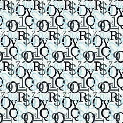 Fototapete - Set of vector seamless patterns. Latin alphabet, numbers, math symbols.